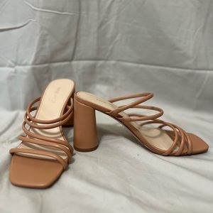 NINE WEST Girlie Block Heel Slide Sandals {7.5} Open Toe